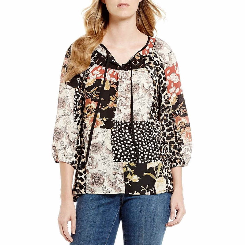 フィゲロアアンドフラワー レディース トップス ブラウス・シャツ【Figueroa & Flower Geraldine Animal-Floral Print Tie-Neck Blouse】Bro フィゲロアアンドフラワー レディース トップス ブラウス・シャツ【Figueroa & Flower Geraldine Animal-Floral Print Tie-Neck Blouse】Bro