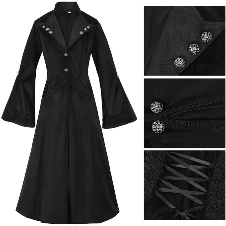 大人用コスチューム レディースロングジャケット ロングコート ロングワンピース 舞台衣装 中世紀欧風 貴族コスプレ 吸血鬼 ステージ衣装 ハロウィンコスチューム ハロウィンパーティー 舞台劇 学園祭