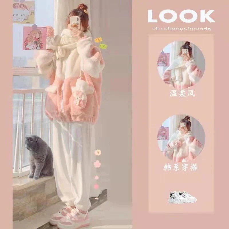 【送料無料】ラムプラッシュジャケットレディースレイジースタイルコーデュロイパンツツーピーススーツの秋冬に優しいワンピース