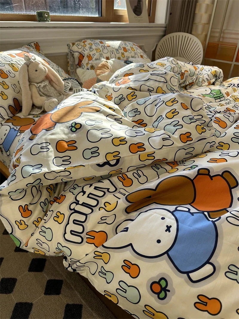 ミッフィーバニーベッド4点セット綿1.5m掛け布団カバーベッドシーツ3点セット