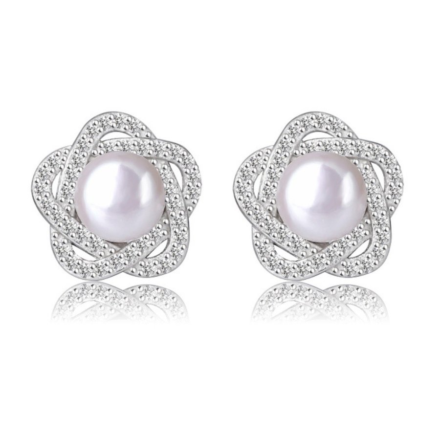ピアス レディース 淡水パール 超豪華80粒 真珠 お花 プラチナ仕上げ ウェディング 二次会 結婚