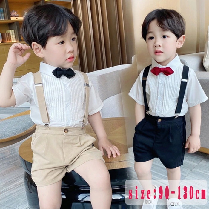 子供服 フォーマル 男の子 半袖 4点セット フォーマルスーツ セットアップ 半袖 夏 キッズスーツ 子供服 男の子 フォーマル シャツ 子供スーツセット 子供服 誕生日 服 入学式 結婚式 入園式