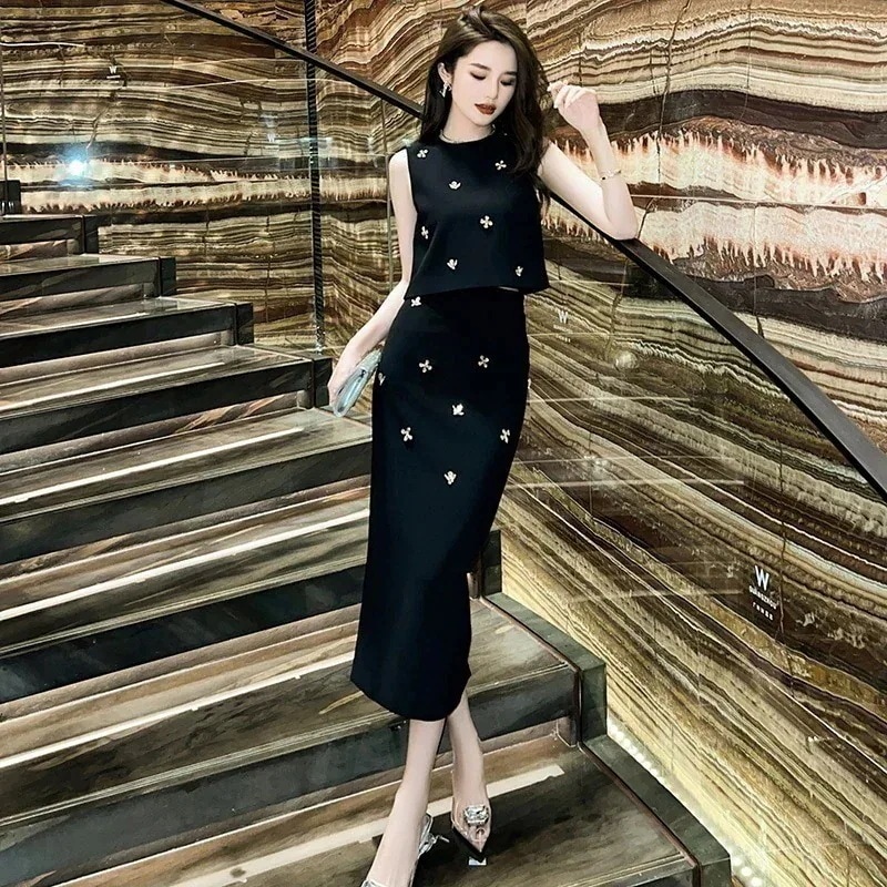 夏 上下セット ダイヤモンド飾り ハイウエスト ベスト+スカート パーティードレス キャバ 着痩せ 大人 同窓会 披露宴 卒業式 結婚式 演奏会 ウェディング 二次会 発表会 4,716円