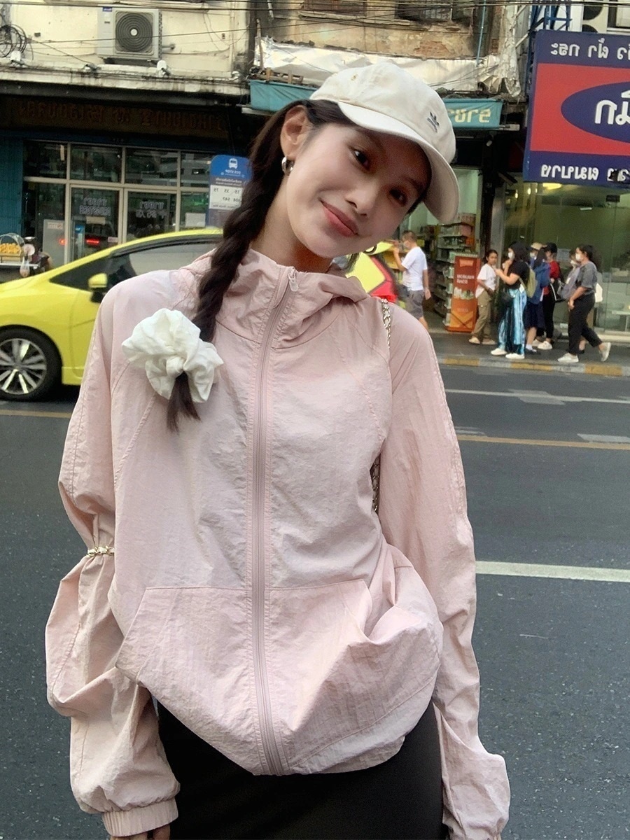 アウトドア/ハイキング/フード付き/サンジャケット/春夏/百/ゆったり/トップス/ライト/ジップ/長袖パンチングジャケット