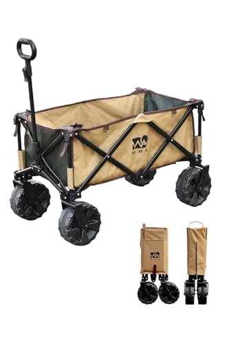 WAQ アウトドアワゴン オリーブ×タン (大型タイヤ/耐荷重150kg/自立収納/106L) キャリーワゴン