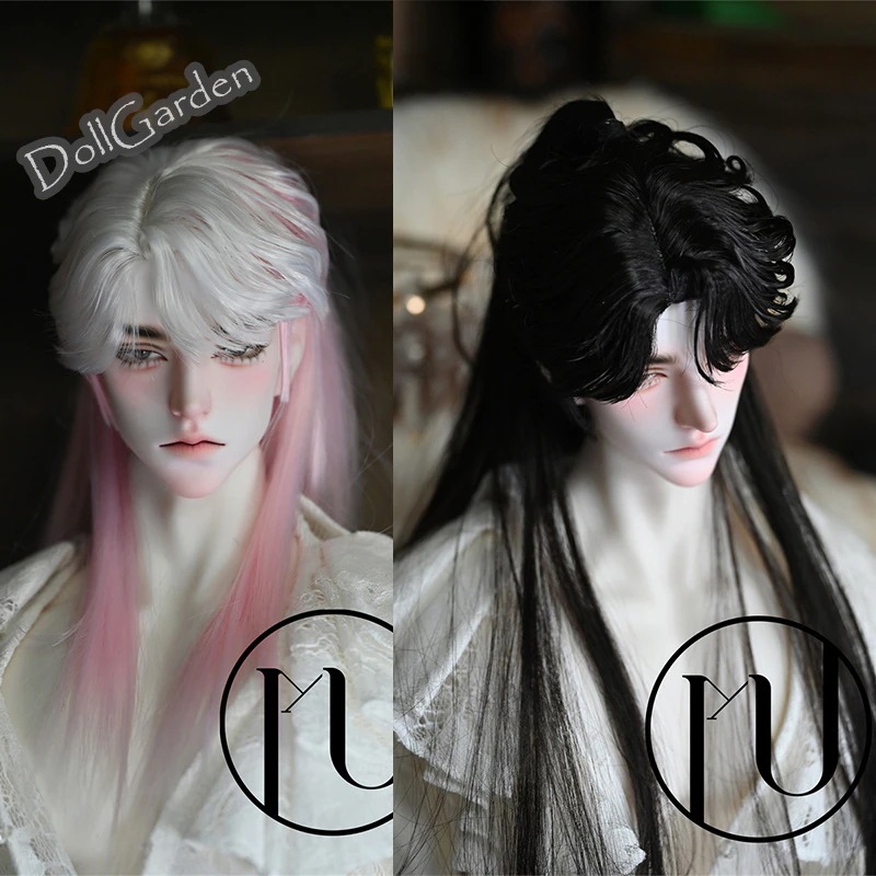 BJD 1/3 ドール用ウィッグ ロング 定型 柔らかい高温糸 セット済み 白金 白ピンク 黒 白 赤 SD/小顔SDサイズ球体関節人形用ウィッグ