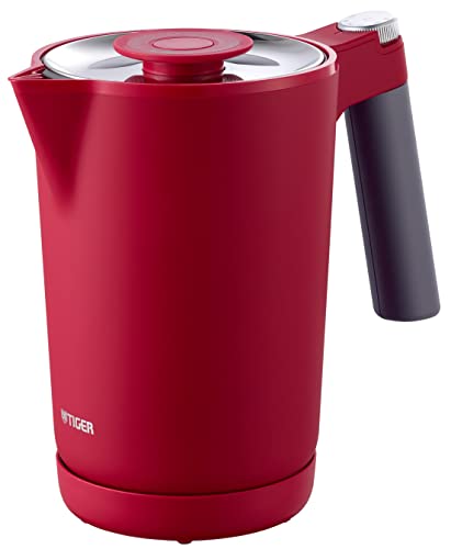 タイガー魔法瓶(TIGER) 電気ケトル 温度調節機能付き 湯沸かし コーヒードリップ ステンレス ７Safe＋ 1.0L 転倒お湯漏れ防止 カラだき防止 蒸気レス ルビーレッド PTQ-A100RR