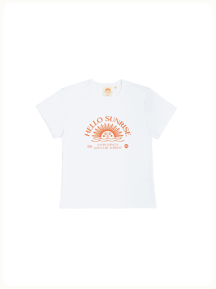 HELLO SUNRISE Arch Logo Baby Tee (W) White
