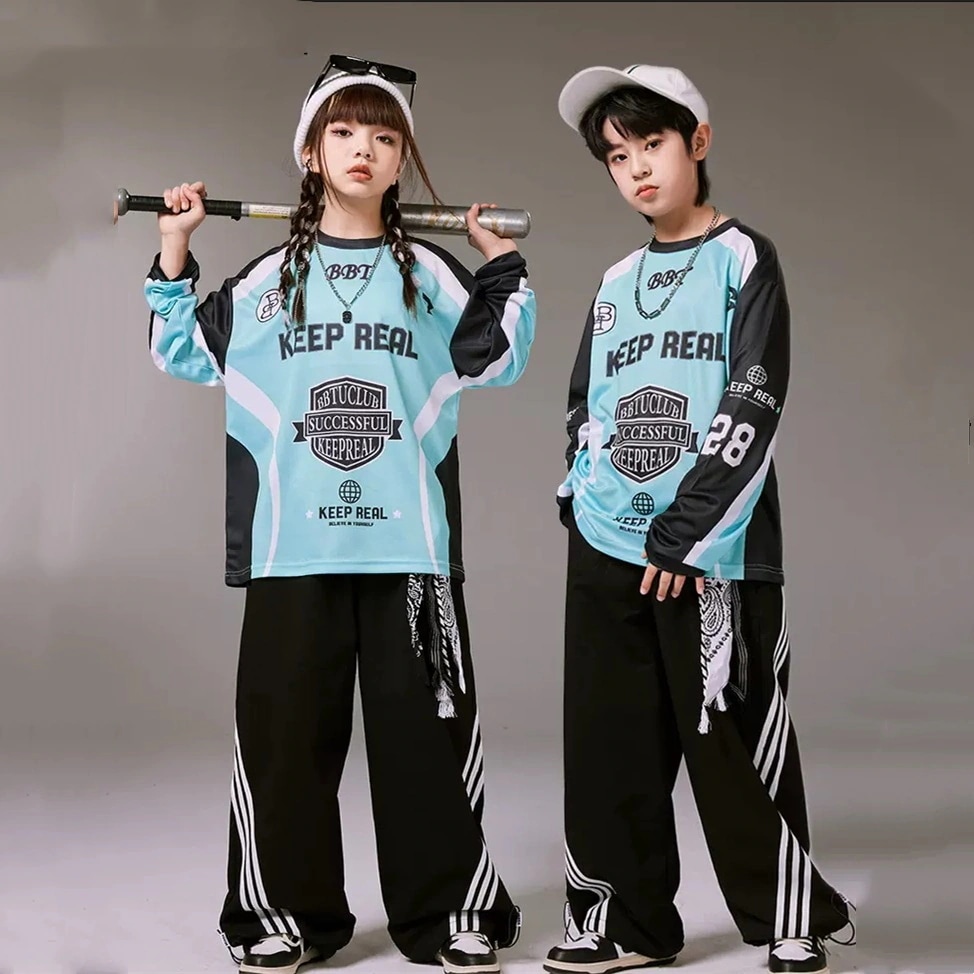 【身を修めるのはゆったりしています】子供の街のダンスのファッション服のhiphop子供服の子供のヒップホップの演出服の男の子のスーツの女の子は街のジャズのダンスの服を揚げます