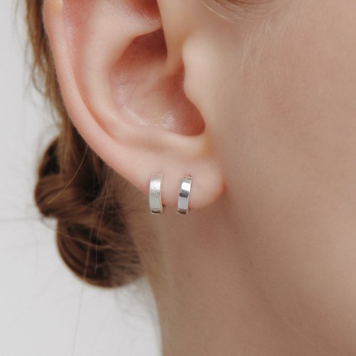 LUNNE シルバー 925 フラットリバーシブルワンタッチピアス #LSE77