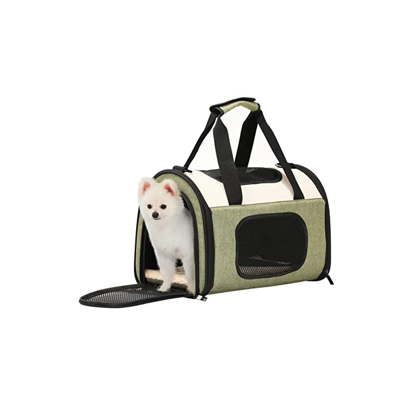 Petsfit 安全なキャリーバッグ 小型犬 猫 ウサギ キャリー 軽量 変形しない ペットきゃりーバッグ 手提げ 肩掛け 折りたたみソフトキャリー 通気性 旅行/通院/災害避難用/外出(Ｍ, グリー 6,600円