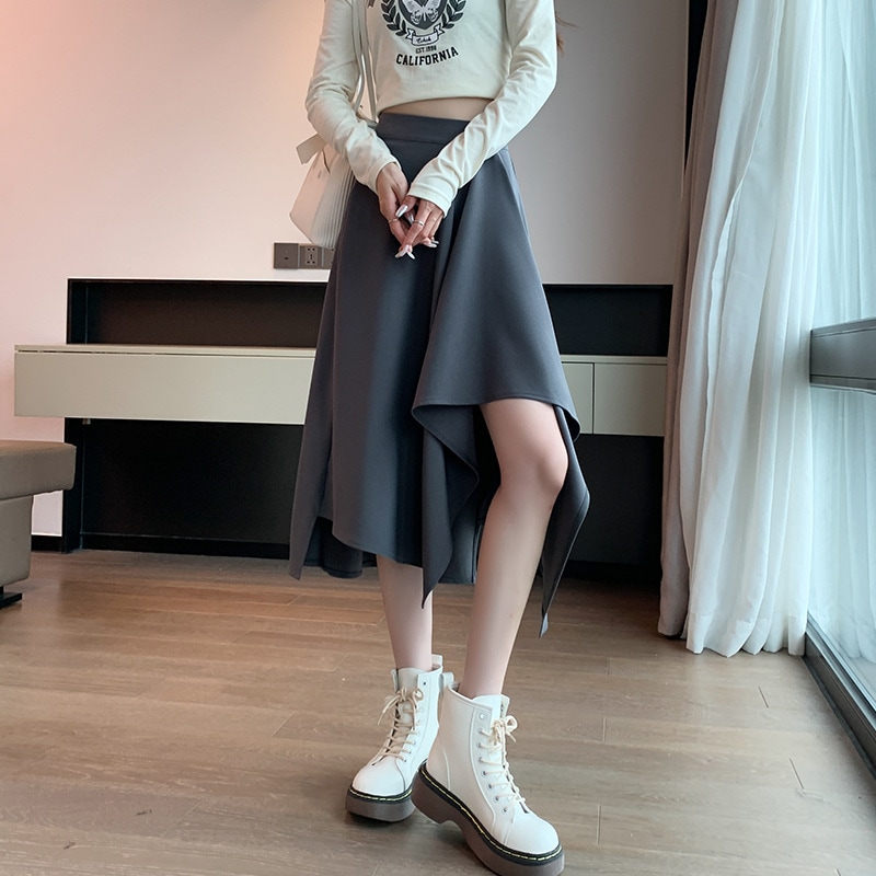 スカート レディース フレアスカート S M L XL 2XL 韓国 アシンメトリー かわいい 大人可愛い きれいめ エレガント おしゃれ お洒落 セクシー こなれ感 ラブリー キュート ガーリー