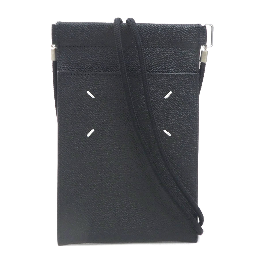 メゾンマルジェラ Maison Margiela ポーチ ネックポーチ レザー ブラック ユニセックス r11054a