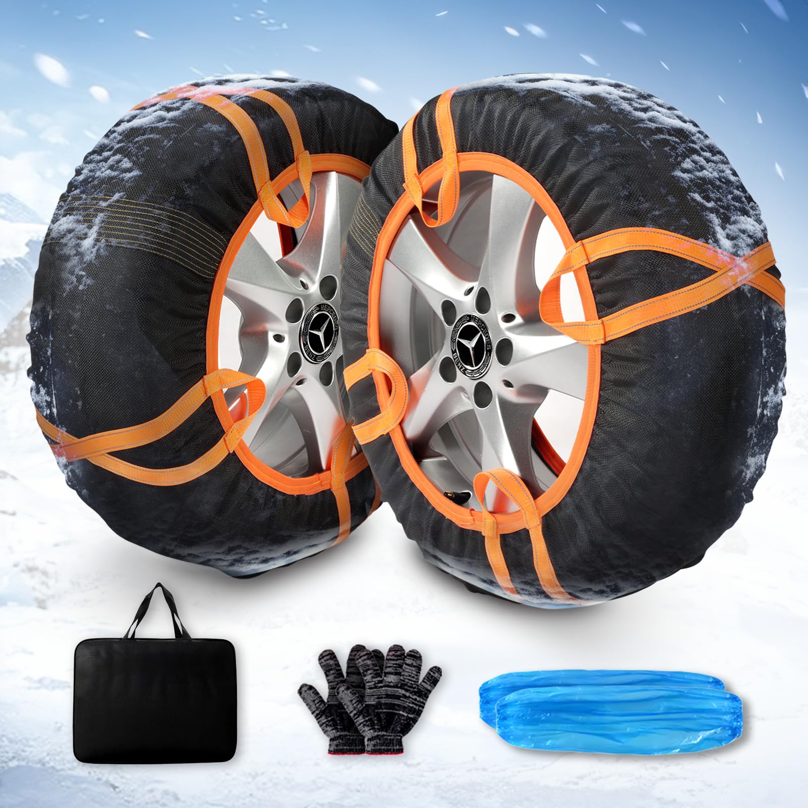 布製タイヤチェーン スノーソックス 6004型 乗用車用 静音 簡単装着・取り外し 工具不要 GT-7チェーン規制対応 非金属 滑り止め 13-20インチ対応 緊急対応 冰雪路面対応 2枚セット