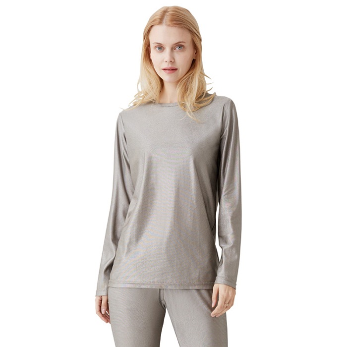 電磁波 シールド 上下セット 女性用 S/M/L AJ510 電磁波カット 電磁波防止 磁場 過敏症 電磁波対策 ウェア 防止 グッズ 100％銀繊維 静電気防止 殺菌 消臭 グレー アパレル