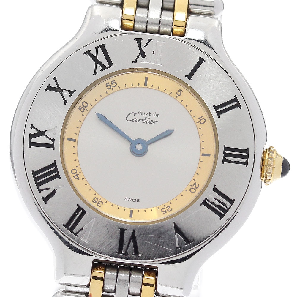 カルティエ CARTIER W10051F4 マスト21 クォーツ レディース 内箱・保証書付き_894760【中古】