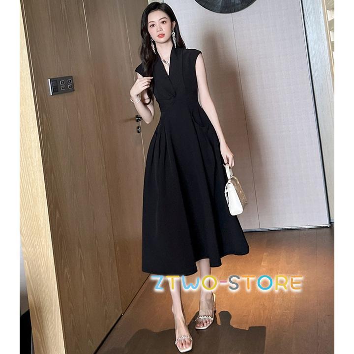 スドレスその他 スドレス黒 レディース カシュクールス ス Vネック ミモレ丈 ス きれいめ ノースリーブ 膝丈 ス 大きいサイズ シンプ