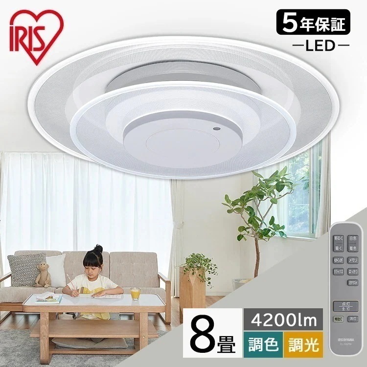 シーリングライト 8畳 LED おしゃれ リモコン LEDシーリングライト パネルライト CEA-A08DLPW アイリスオーヤマ　メガ割