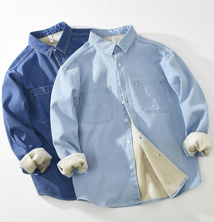 【本日限定】デニムシャツ メンズ秋冬裏起毛シャツ デニム 長袖シャツ 男性 秋冬 厚手シャツ デニム シャツジャケ メンズファッション トップス デニム アウター 暖かい デニムコート