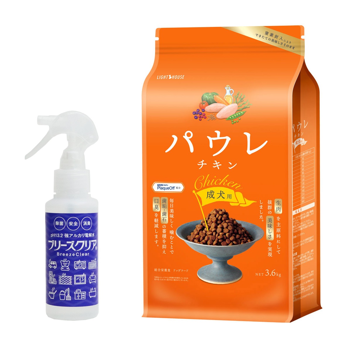 ライトハウス パウレ チキン 成犬用 3.6kg【強アルカリ電解水100ml付き】