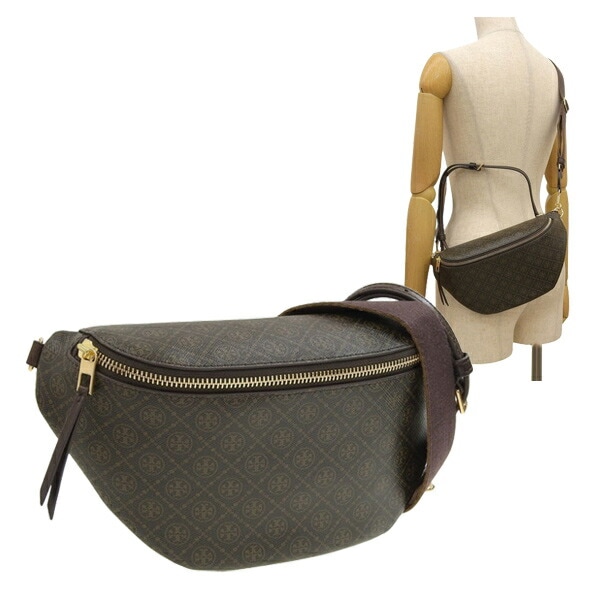 トリーバーチ バッグ レディース ボディバッグ ブラウン MONOGRAM COATED CANVAS BELT BAG 165015-200 TORY BURCH
