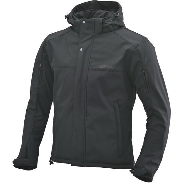 (Daytona) バイク用 ジャケット 春秋冬 ソフトプロテクター付属 防風 ストレッチ性 ソフトシェルジャケット DJ-005 ブラック Lサイズ 39635