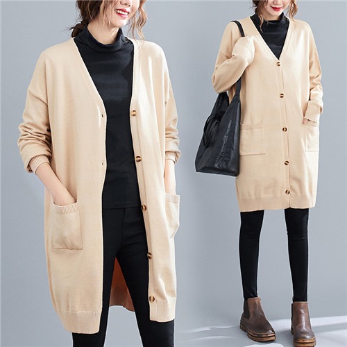 秋冬 ゆったり シンプル かわいい 防寒 大人 暖かい 女性 Rsa11177067 厚手 秋 前開き アウター ロングカーディガン カジュアル レディース カーディガン 長袖 コート ニットロング
