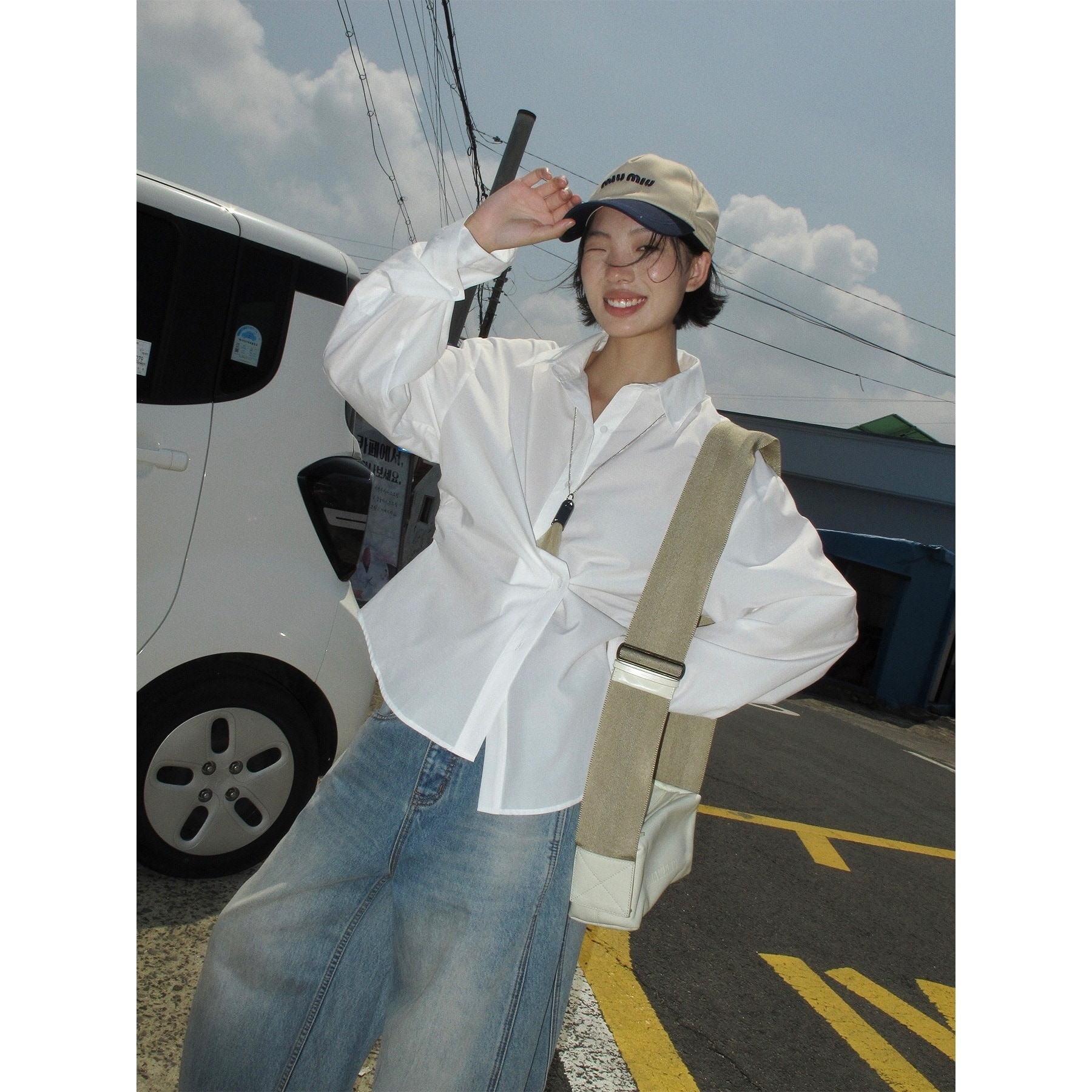 【最安値に挑戦】【人気商品】 アシンメトリーコットンシャツレディース秋サイドプリーツゆったりスリム効果