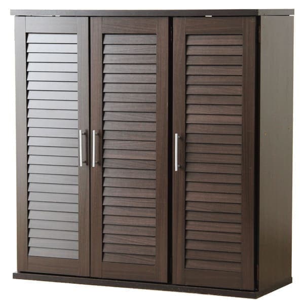 通気性抜群！ルーバー式シューズボックス【幅90cm】（下駄箱・玄関収納）SLB-9090-DBR　ダークブラウン