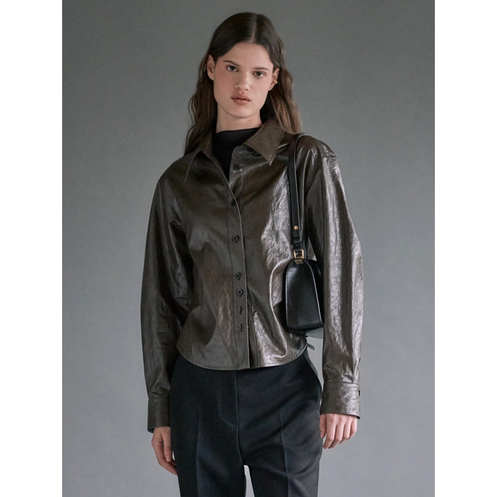 ルーヴルスリム人工皮革シャツ SW3WB444-93