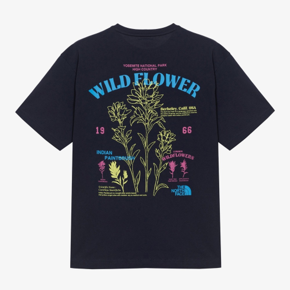 ザ・ノース・フェイス NT7UR08J ホワイトレーベル花柄ショートスリーブラウンドTシャツ_ダークネイビー