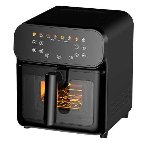 SAMKYO ノンフライヤー 6.2L 大容量 2-6人用 エアフライヤー タッチパネル 可視窓 日本語レシピ付き ノンフライヤー機 快速調理 フライヤー ヘルシー F60 ブラック
