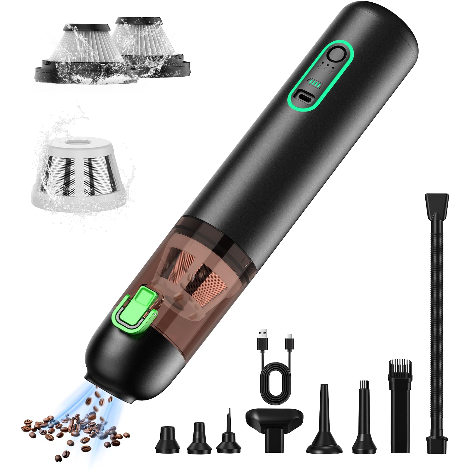 ハンディクリーナー 車用掃除機 RapAir VC28 20000paの吸引力/コードレス/充電式/軽量設計/大容量バッテリー/急速充電/簡単ゴミ捨て/最大40分連続使用/3段階モード4-IN-1多機