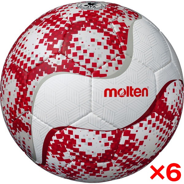 6個セット フットサルボール 4号球 フットサル 検定球 ホワイト×レッド F9Y2521-WR