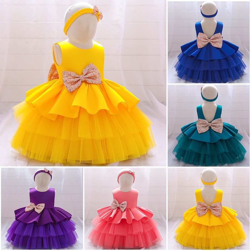 【1つ買うと10つ無料】女の子のドレスvネックケーキプリンセスドレス子供用ドレスメッシュドレスガールドレス