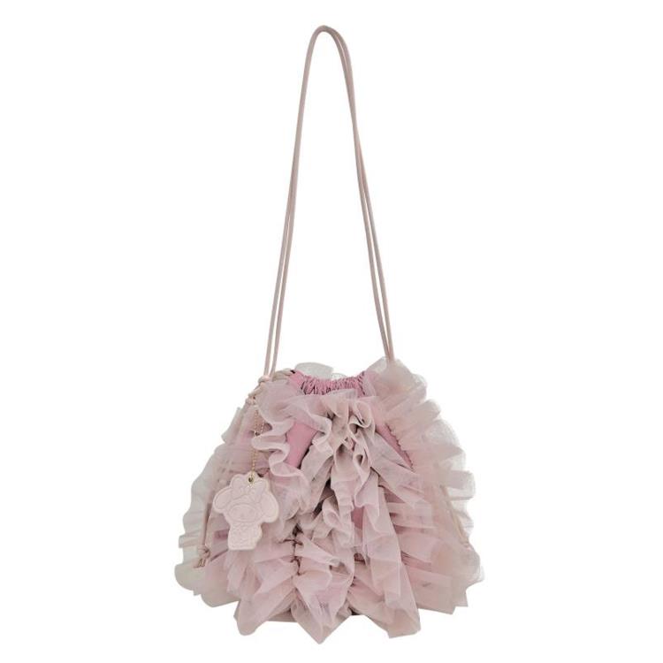 マイメロディ チュール巾着ショルダーバッグ 巾着バッグ レディース レース ピンク 198553