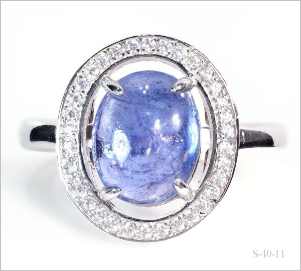 天然 タンザナイト ダイヤモンド リング 指輪 大粒 NoS-40-11 刻印有