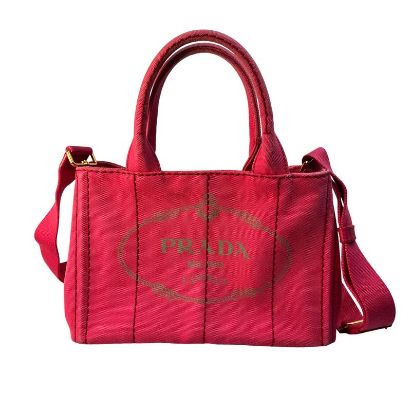 PRADA プラダ カナパ ２WAY キャンバス ハンドバッグ ピンク A-12634