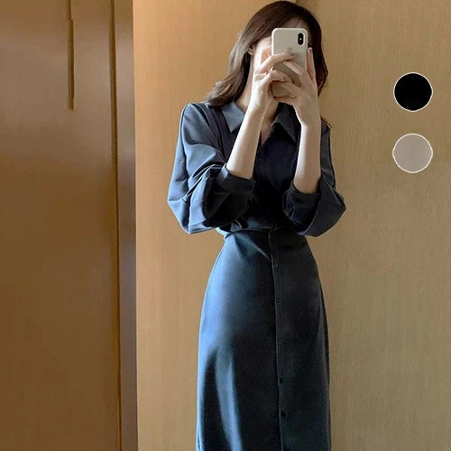 ワンピース レディース 春 秋 夏 ワンピ ロングワンピース ロングシャツ ロング シンプル 着痩せ きれいめ マキシ丈ワンピース 20代 30代 40代 50代 体型カバー