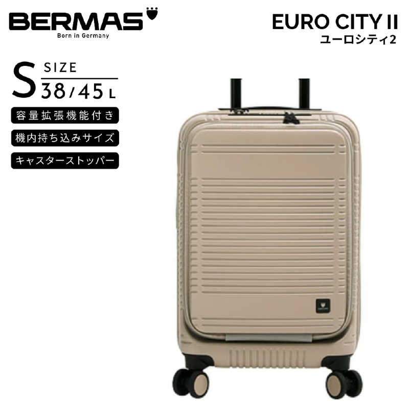BERMAS　バーマス スーツケース EURO CITY 2 フロントオープンファスナー 宿泊目安：2泊～3泊 [TSAロック搭載 / 38L] マッチングライトラテ　60295