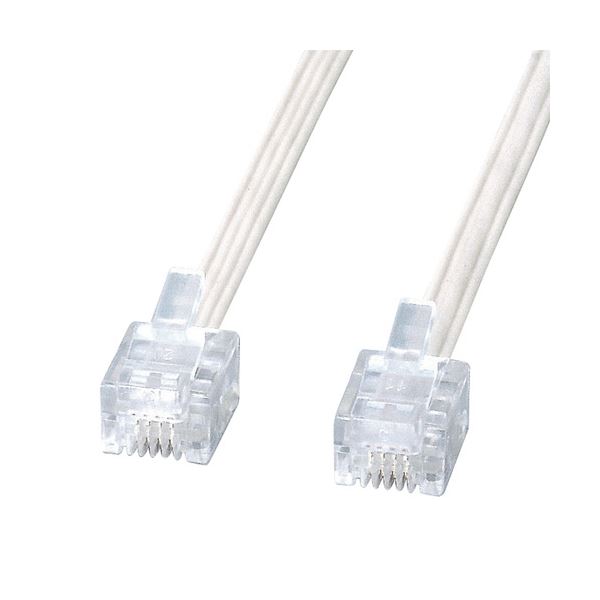 (まとめ) サンワサプライ エコロジー電話ケーブル6極4芯 ホワイト 20m TEL-E4-20N2 1本 (×10セット)