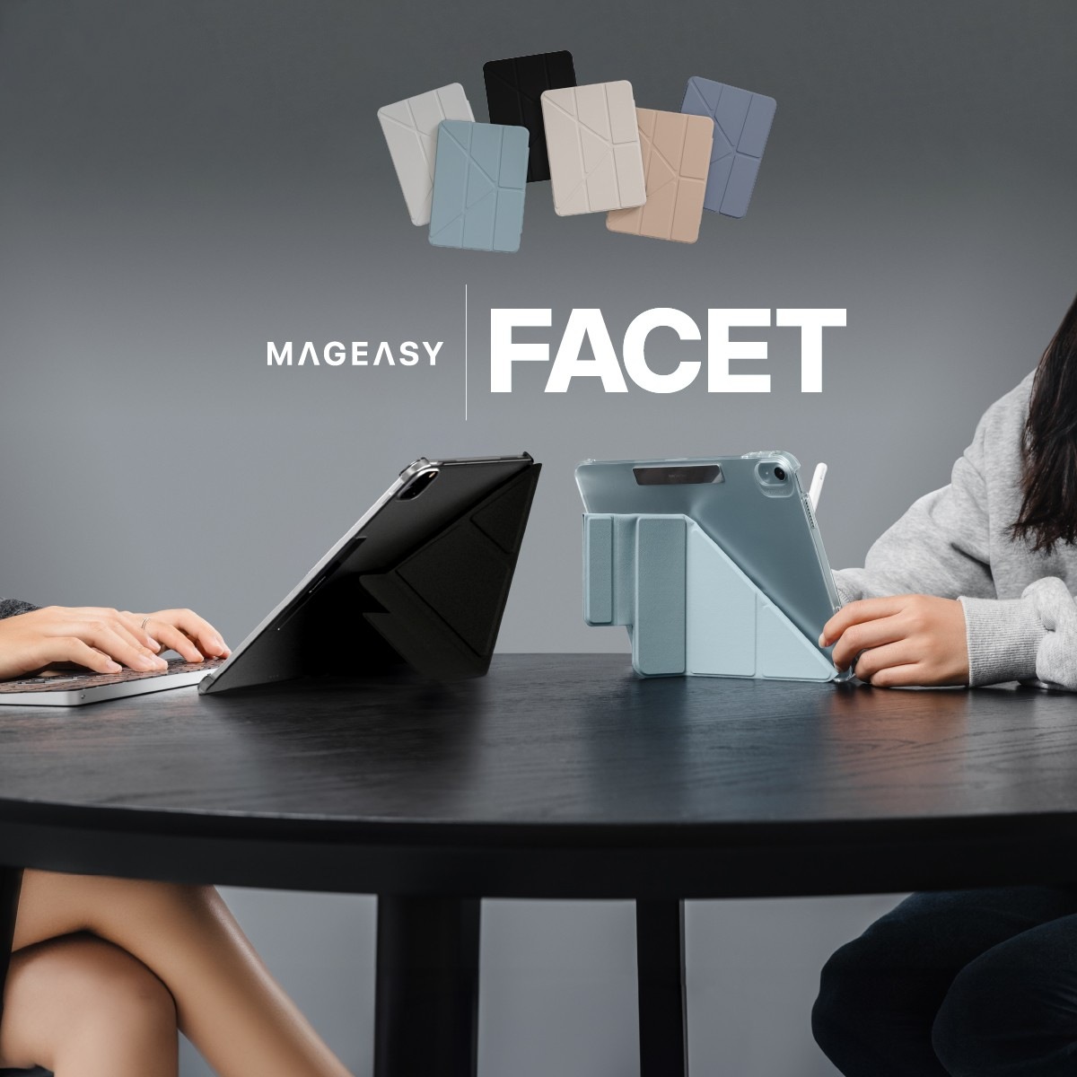 iPad Air M3 2025 11インチ M2 対応 ケース 手帳型 5WAY スタンド付き 保護 カバー 動画視聴 タイピング スタンド FACET