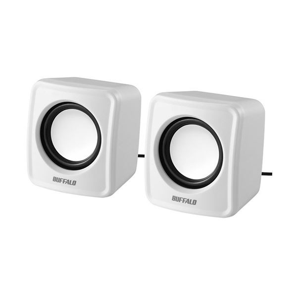 （まとめ） バッファローPC用スピーカー USB電源コンパクトサイズ ホワイト BSSP100UWH 1セット [x3セット]