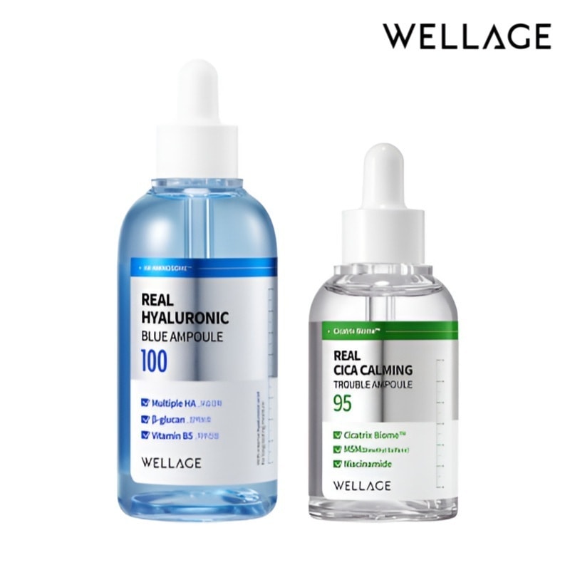 【正規品】[2点セット]リアル ヒアルロニック ブルー 100 アンプル (100ml)+リアル シカ カミング 95 トラブル アンプル (50ml)