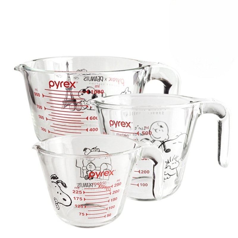 パイレックススヌーピー計量カップ3種250ml+500ml+1000ml