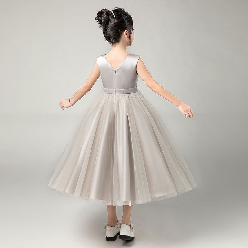 子供用ドレス女性のプリンセススカートふくらんでいるミッドレングスの大きな子供のピアノパフォーマンスコンペティション学生ホストドレス