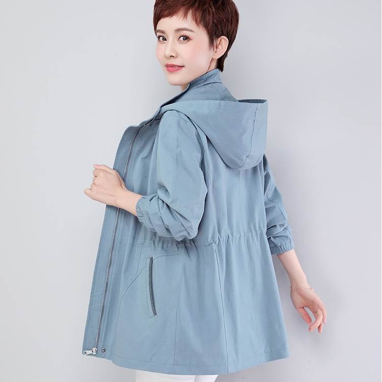 アウター コート ショート丈 上着 袖付き 長袖 襟付き 前開き ファスナー フード付き ポケット