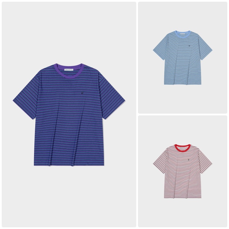 【LOW CLASSIC】 Lc STRIPED BASIC T-SHIRT : 3COLORS