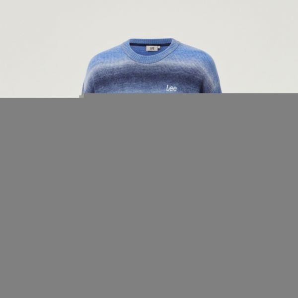 グラデーション ラウンド ニット ブルー