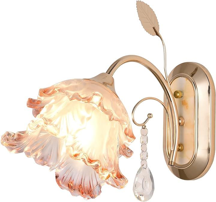 KY LEE ブラケットランプ ガラス 花の壁ランプ おしゃれ シンプル アンティーク 寝室 ダイニング用 玄関 トイレ 室内照明 モダン 北欧 クリエイティブ( WAL-0783)